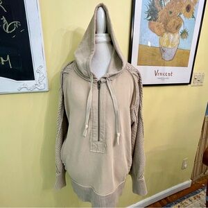 Free People We The Free Milo Hoodie Cable Knit Half Zip size XL